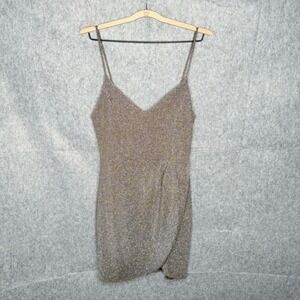 Lulus Forever Your Girl‎ Metallic Body-con Minidress in Olive Silver- Sz XL